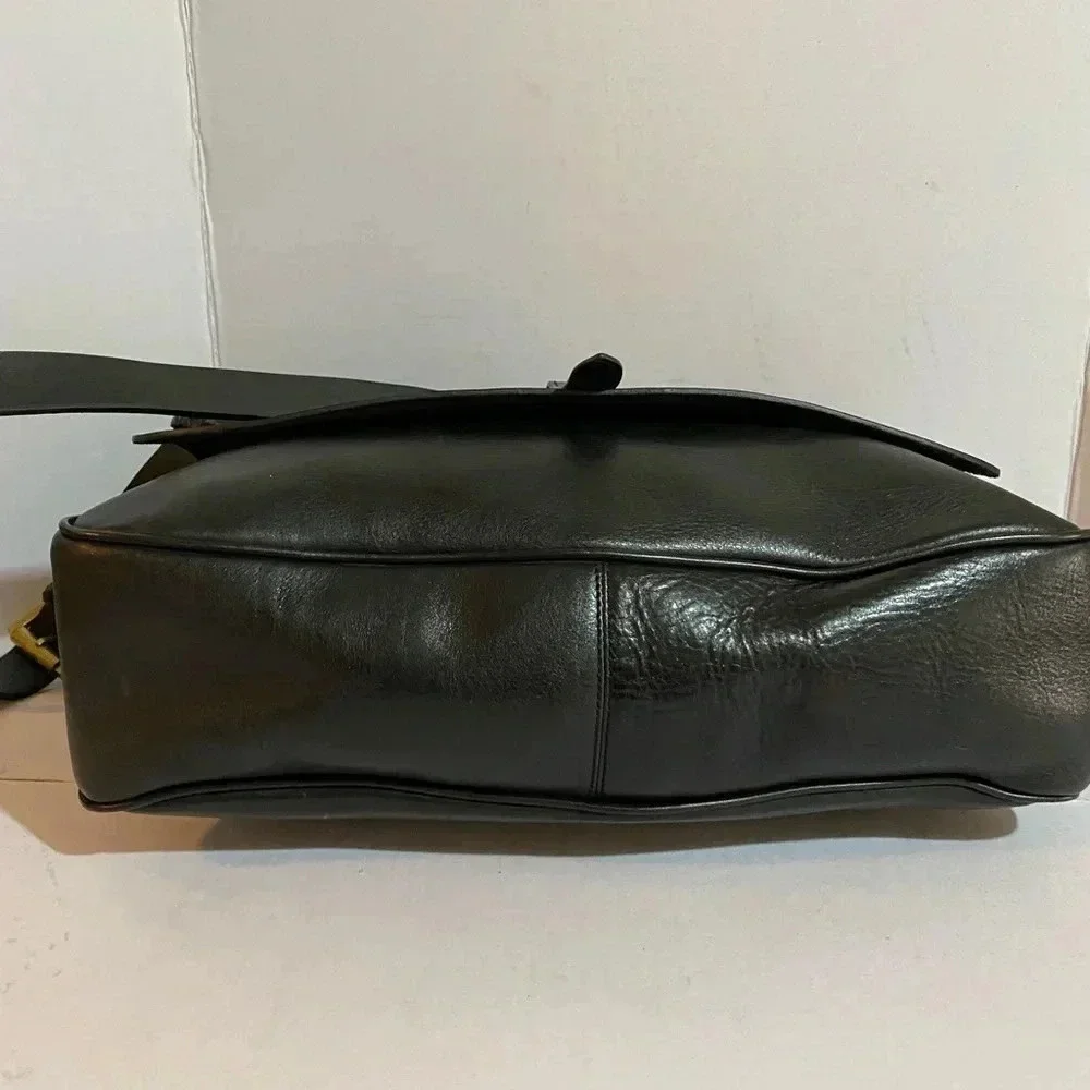 Mulberry Vintage unisex crossbody black leather messenger bag